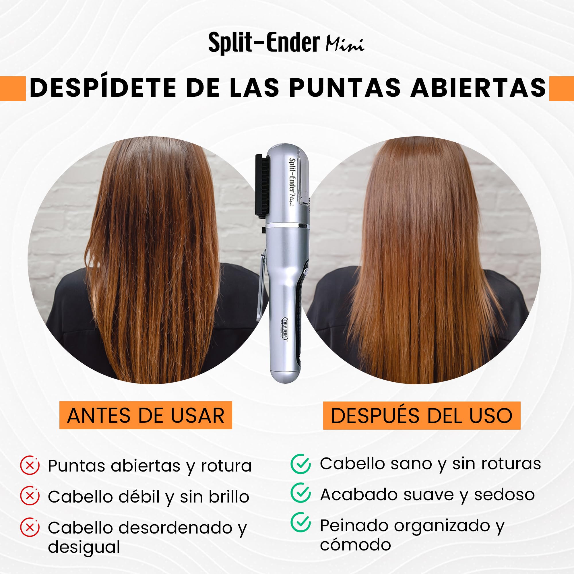 Split Ender Mini la Original - Cortapelos inalámbrico de puntas abiertas - Plateado