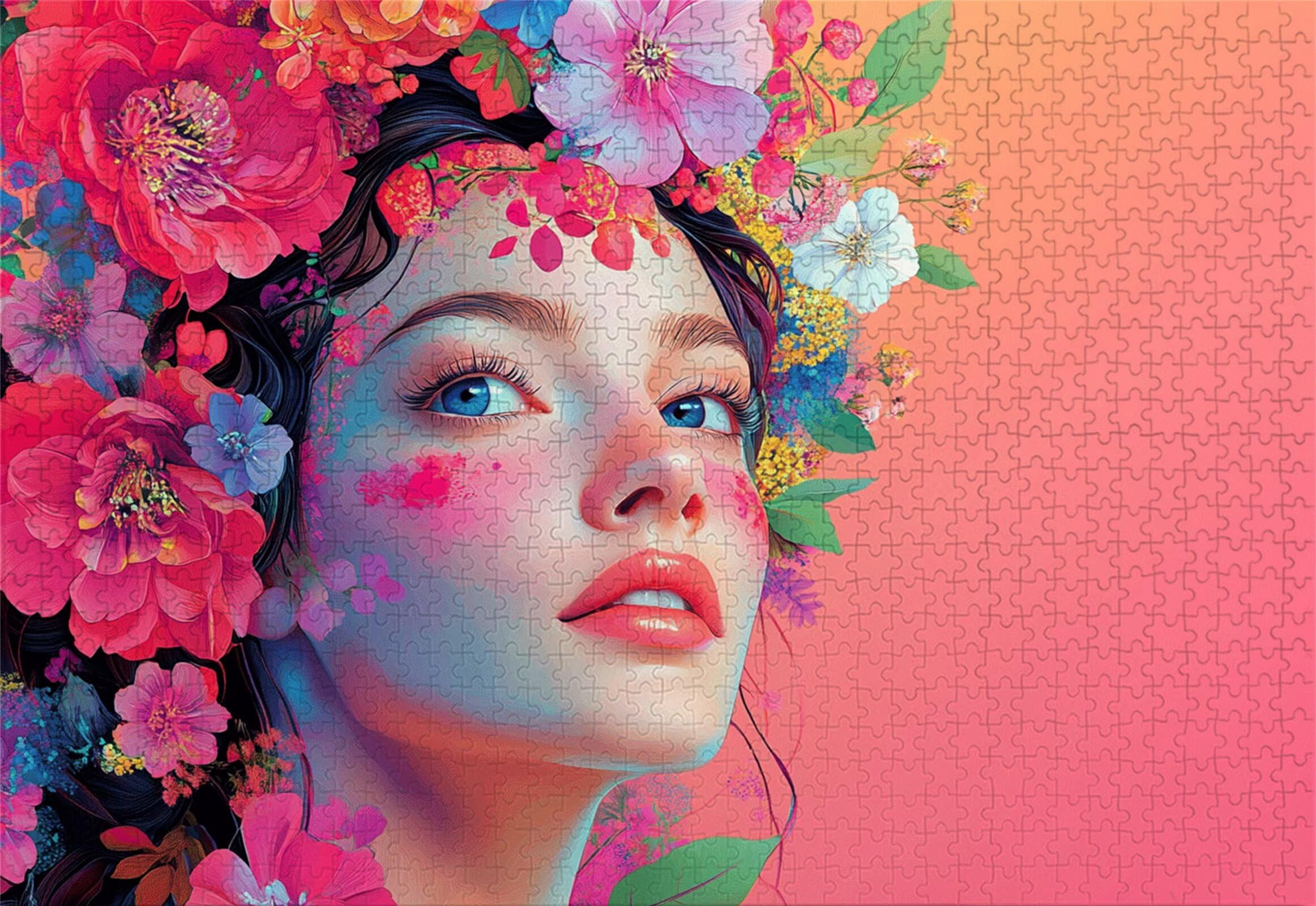 Frau Puzzle 5000 Teile Erwachsene Klassische Puzzles Blume Jigsaw Anspruchsvoll Impossible Schwer Pädagogisches Spielzeug Kinder Holzpuzzlem Groß Puzzlespiel Geeignet für alle Altersgruppen P-634