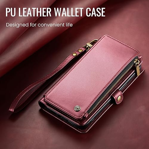 Miniatura 7 de Defencase Funda tipo cartera compatible con Motorola Moto G Stylus 5G 2023 con bloqueo RFID, cierre de cremallera, tarjetero de piel sintética suave