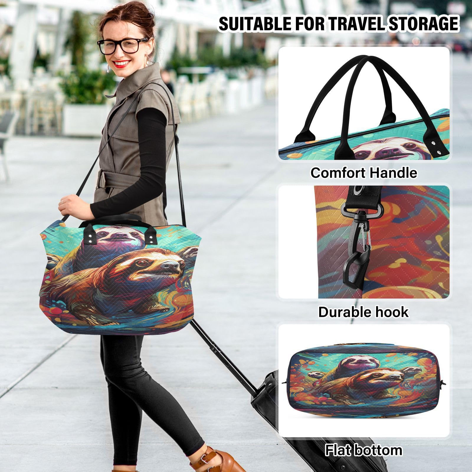 Bunte Faultiere Schwimmen Kunst Sporttasche Handtasche mit Make-up Aufbewahrungstasche Badetasche für Reisen Mädchen Männer
