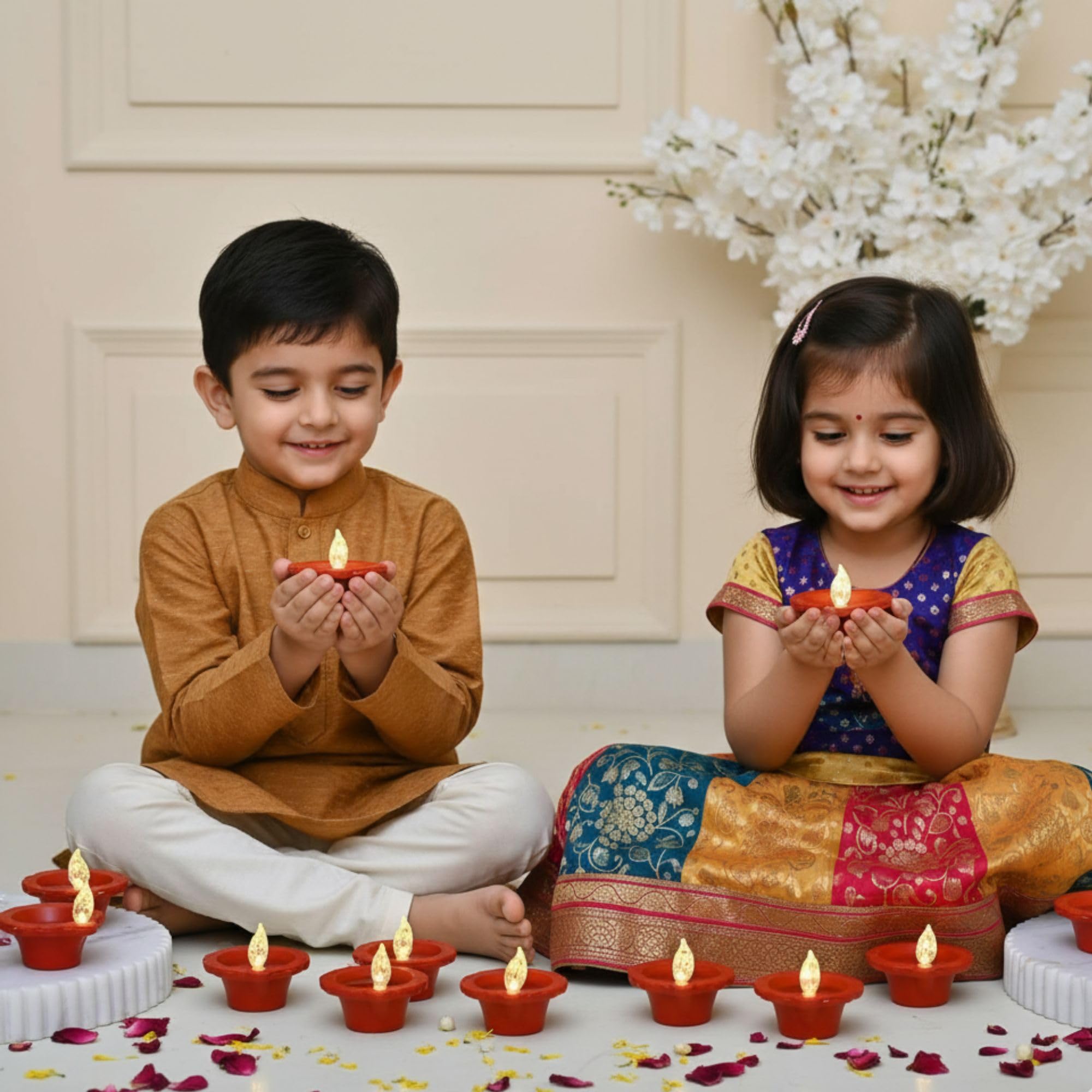 LED Water Sensor Diyas - Flameless Diwali Lights -4