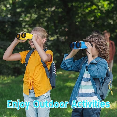 Miniatura 5 de Leyndo 24 prismáticos para niños con cuerda para el cuello, varios colores, novedosos binoculares de juguete para niños, suministros de fiesta,