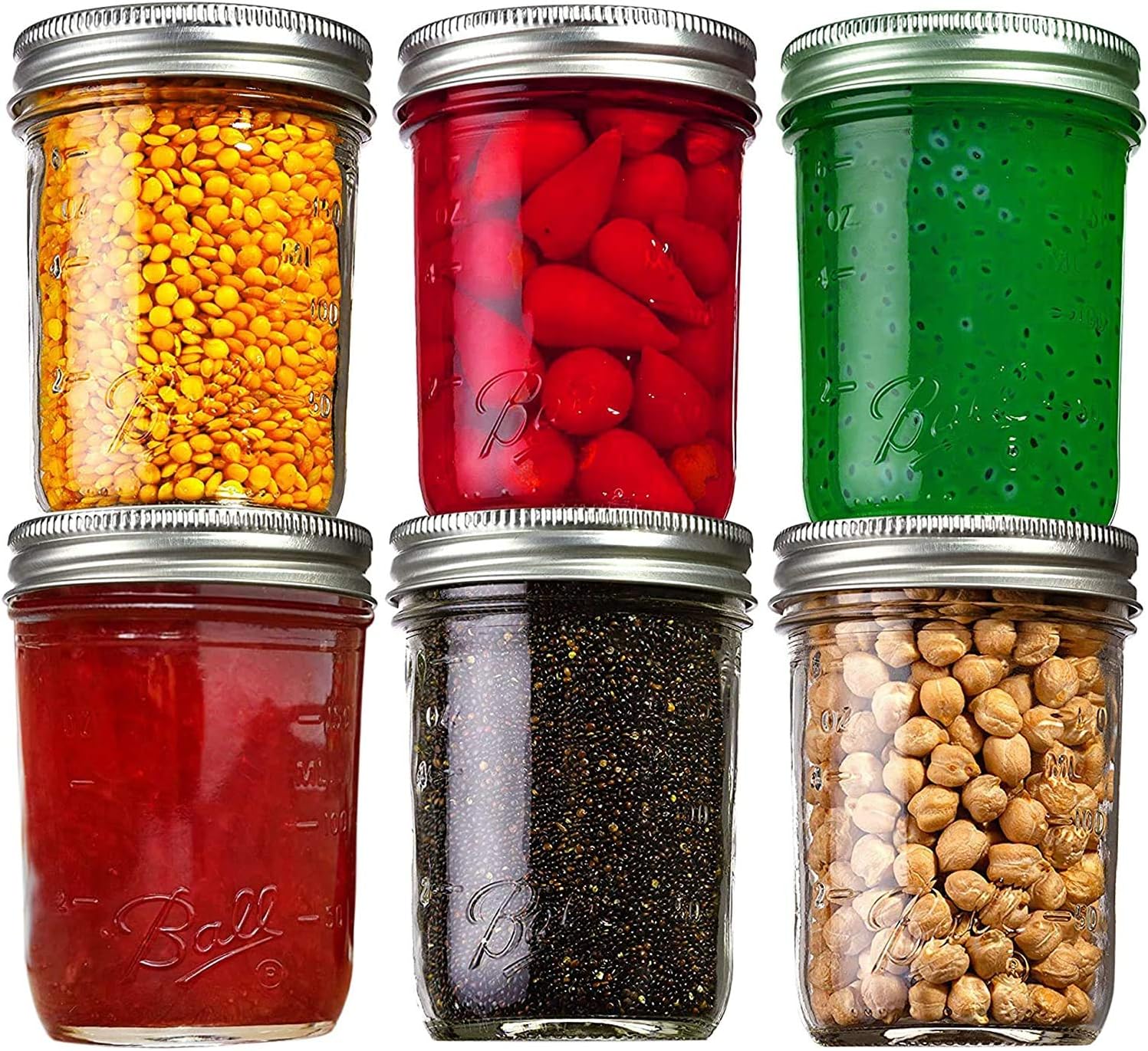 Ash & Roh® - Clear Glass Jar And Container With Air Tight Lid Storage of Spices and Dry Fruit (500 ML WHITE CANNING, 6)