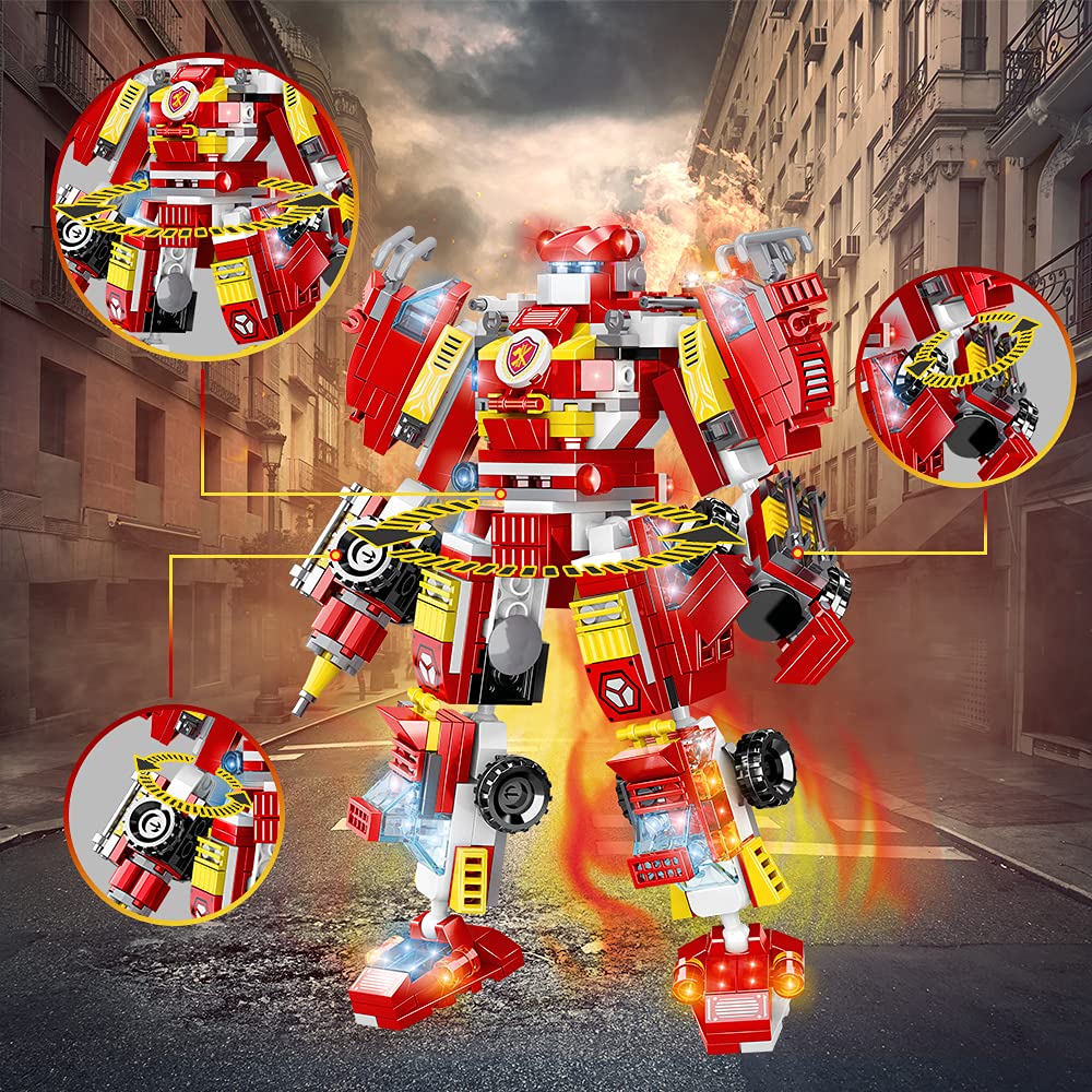 HOGOKIDS 5 in 1 Dragon Robot Giocattoli da Costruzione con 6 Colori di Illuminazione e 5 Effetti Luce - 354 Pcs Set di Robot Giocattolo con Telecomando e App per Bambini, Regali