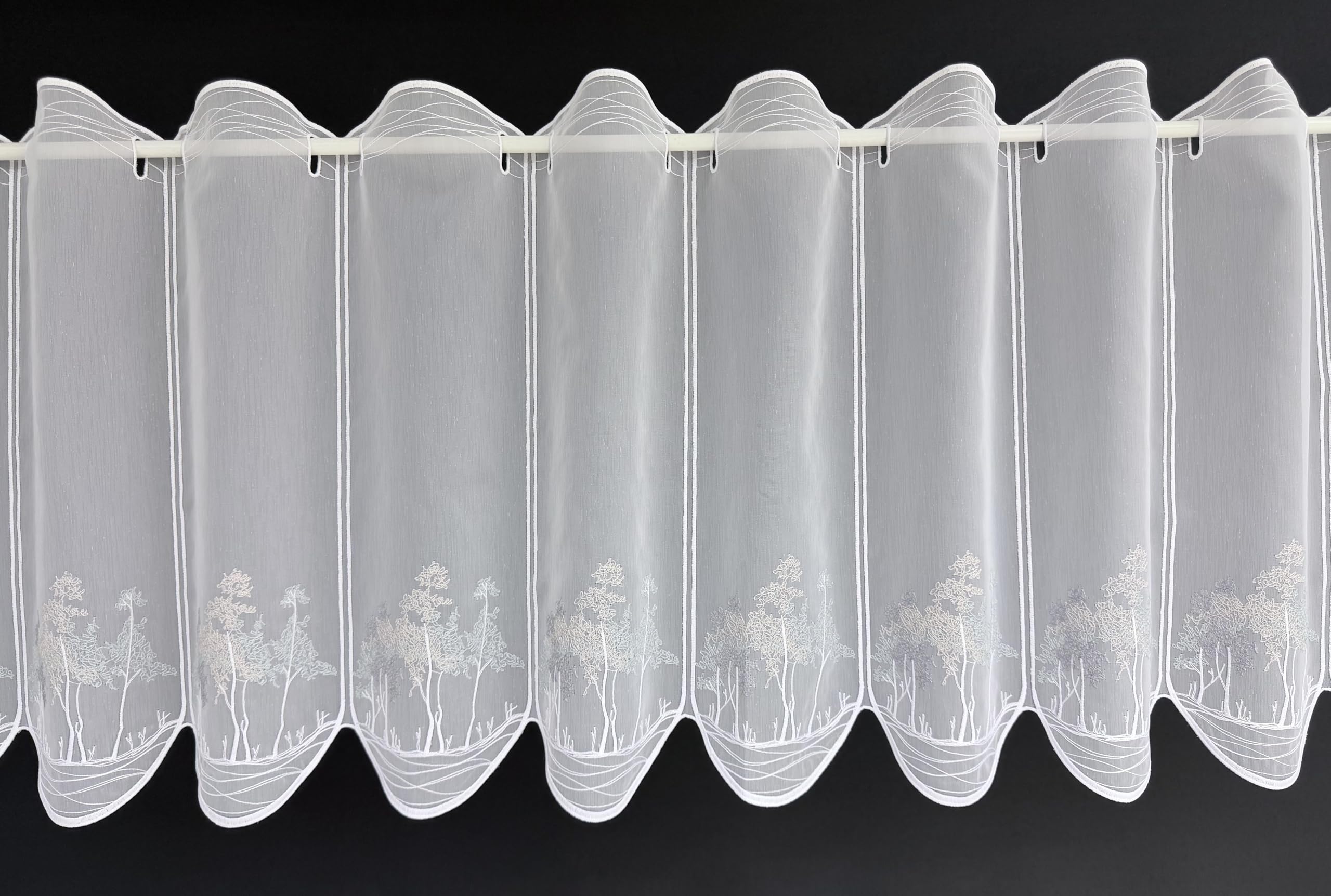 Scheibengardine Bäumen 50x246 cm H/B weiß Pastell grün Bistrogardine Vorhang Küche 1er Pack