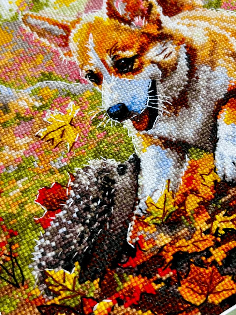 RIOLIS - Incontro nella foresta 2303, Cane Punto croce 21x30cm, Punto croce kit da ricamare, Disegni da ricamare, Embroidery kit, Animali Kit ricamo punto croce
