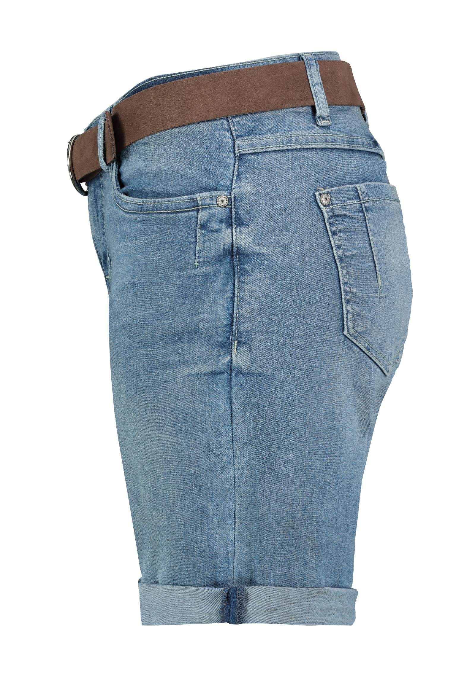 Sublevel Damen Jeans Bermuda-Shorts mit Veloursleder Gürtel