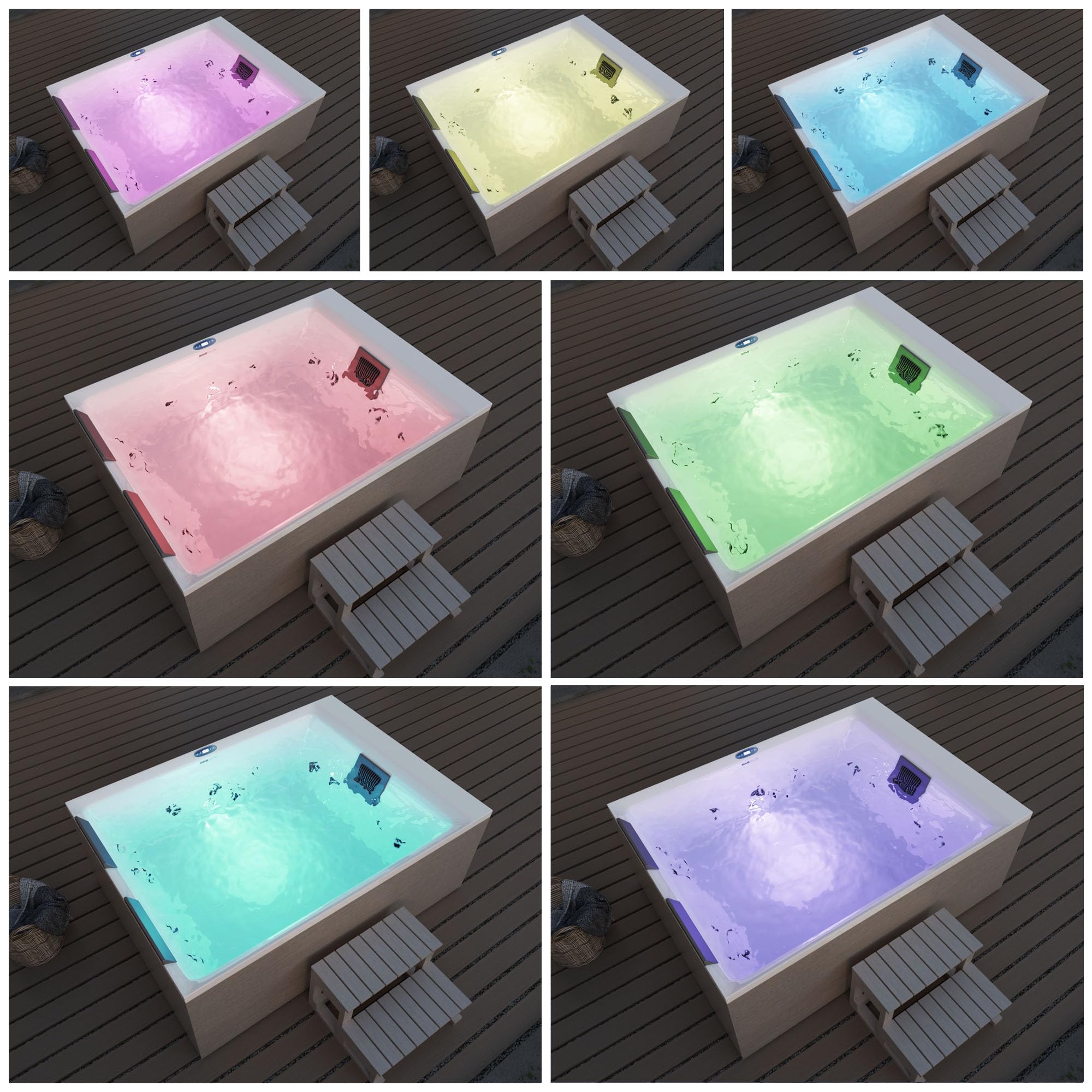 Home Deluxe - Outdoor Whirlpool Nimbus Deluxe - con scale e copertura termica - Dimensioni: 190 x 140 x 70 cm - Incl. riscaldamento, 18 getti massaggianti I vasca idromassaggio esterno per 2 persone