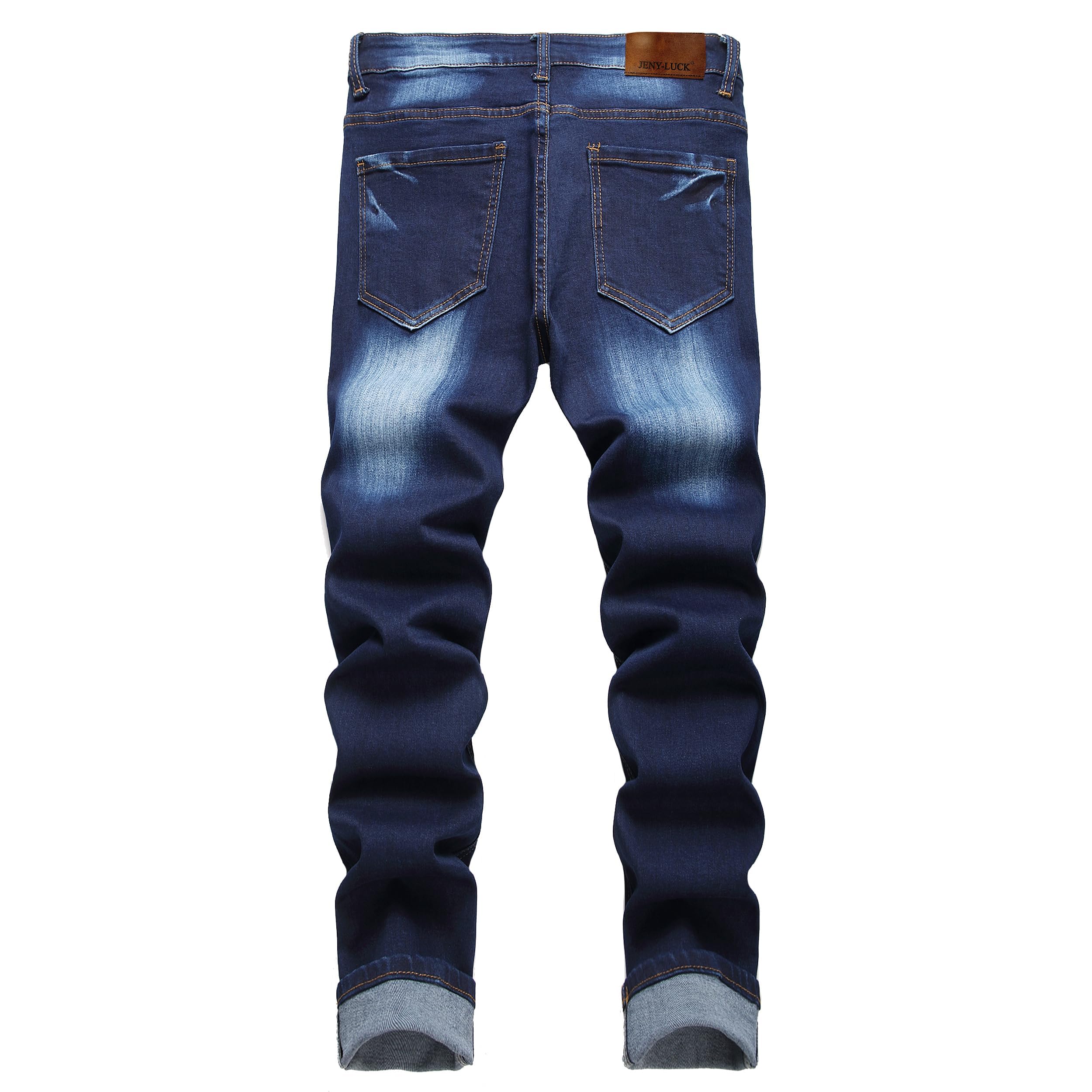 Pantalones vaqueros ajustados para hombre, ajustados, ajustados, ajustados, ajustados, ajustados, de cintura flexible, pantalones vaqueros informales, de diseño ajustado, pantalones vaqueros, F#azul 3