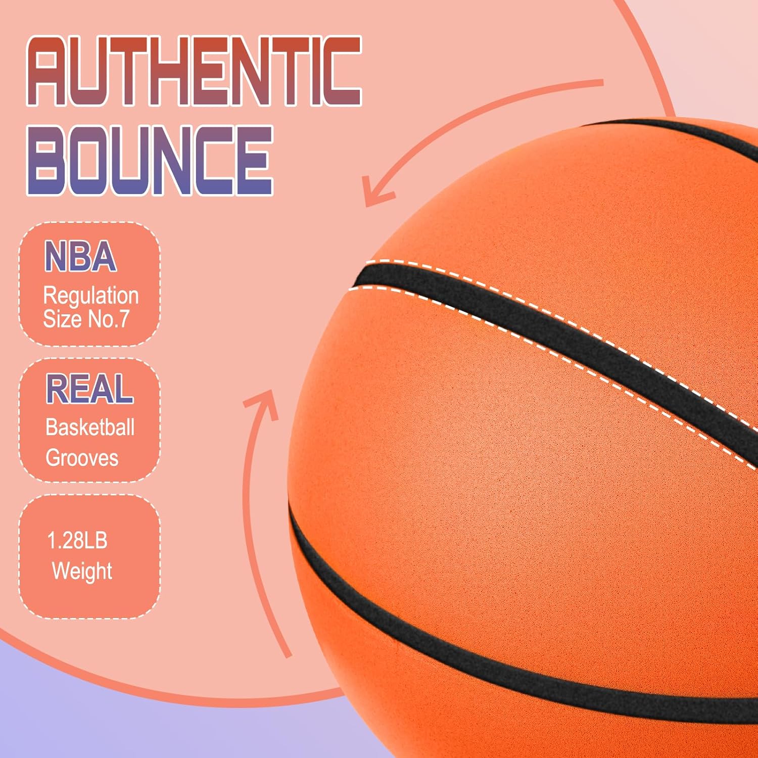 Silent Basketball Size 7/29.5”, Indoor Basketball for Quiet Dribbling and Indoor Training, Foam Ball with Real Groove and Bounce - Image 2