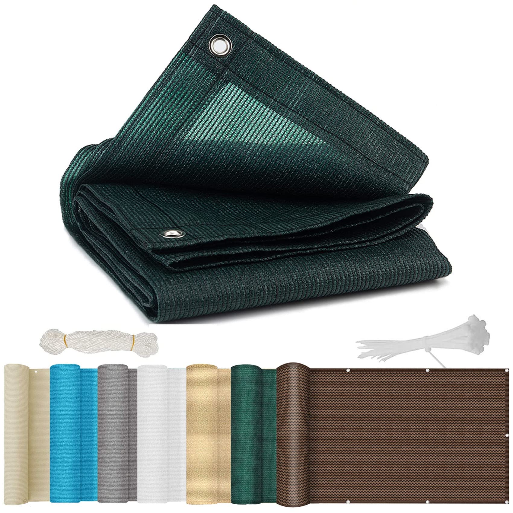 Vela De Sombra 1.5x10m Pantalla para Balcón Malla de SOMBREO OCULTACION con Ataduras de Cables para,Granero, Fiestas, Pergola, Verde Oscuro