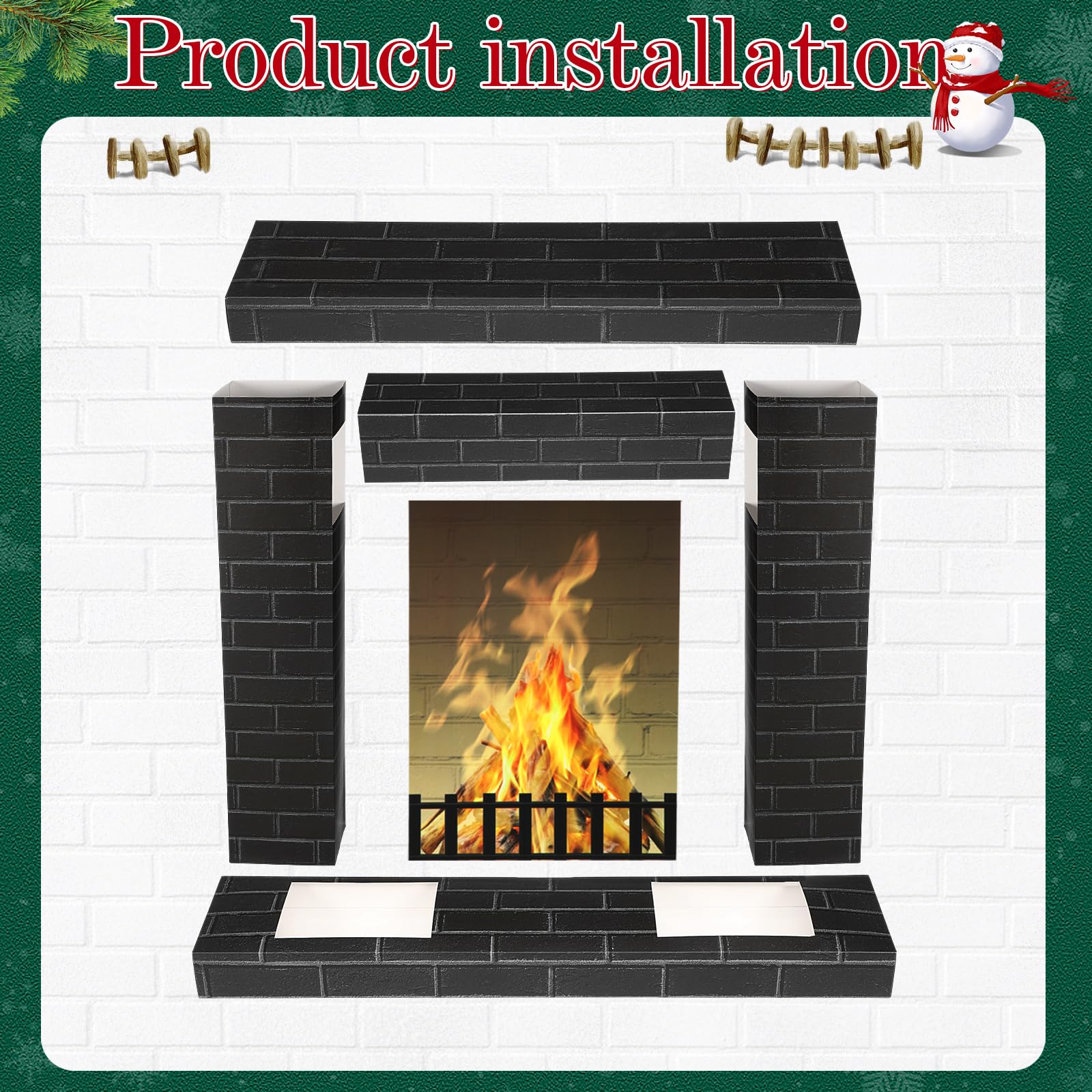 AmazingSpark Weihnachtskamin Karton 3D Fake Kamin Dekor Schwarz