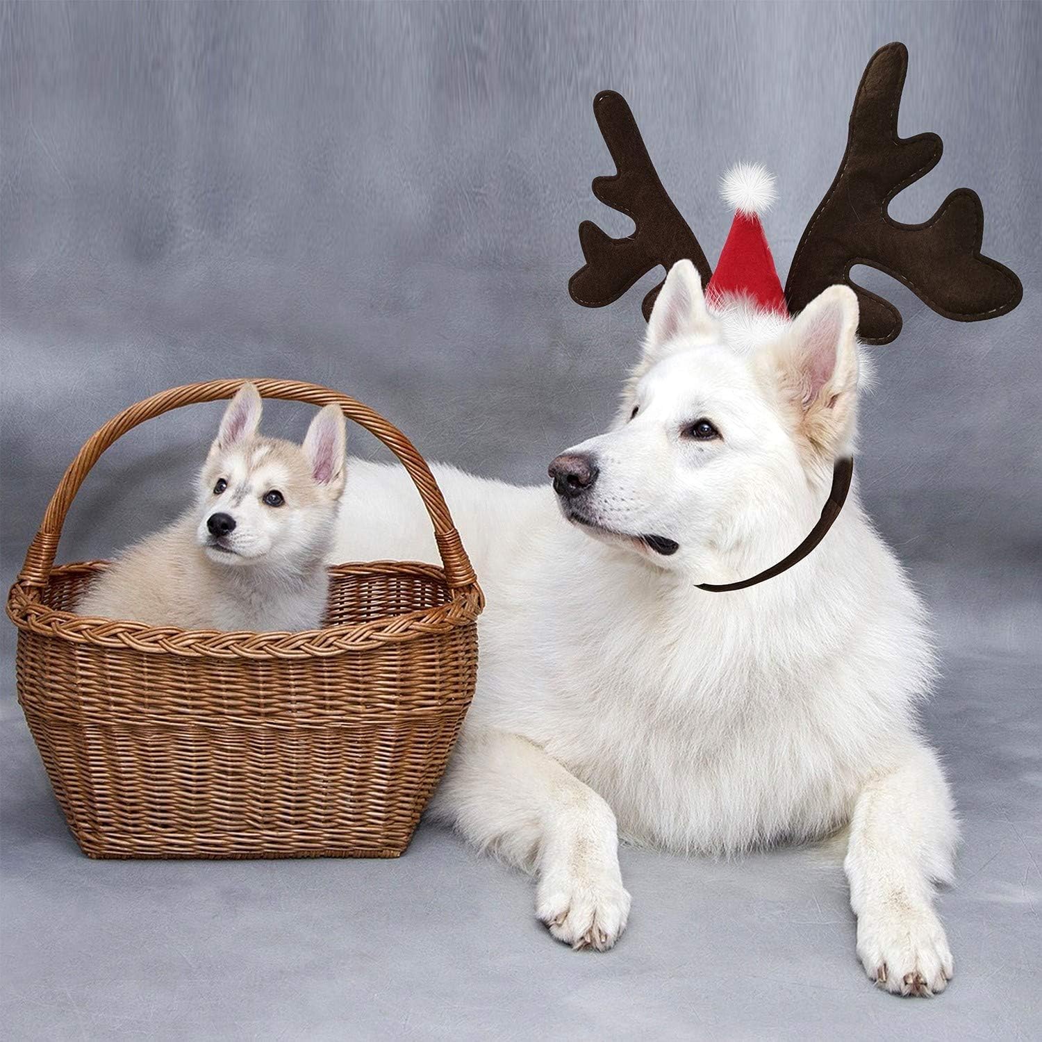Christmas Headband for Pets Adjustable Reindeer Antlers Headband for Dog Cat Christmas Headwear Brown Reindeer Shape for Pet Accessory Festive Christmas Parties Cosplay (B) 7