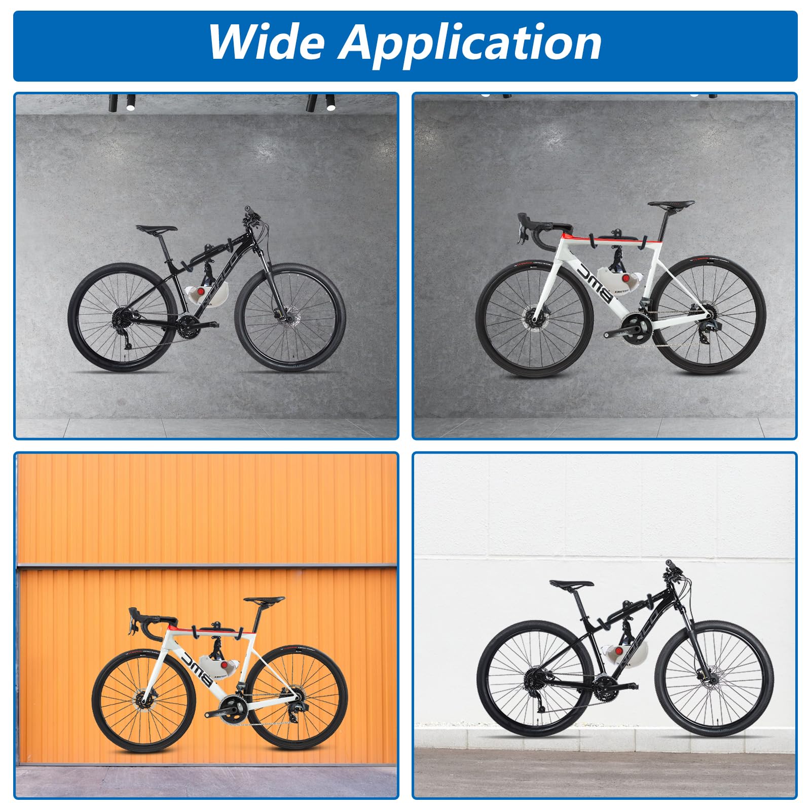 Support Mural pour Vélo Pliable et Rembourré, Porte-Vélos Mural 2 Pièces pour Garage VTT