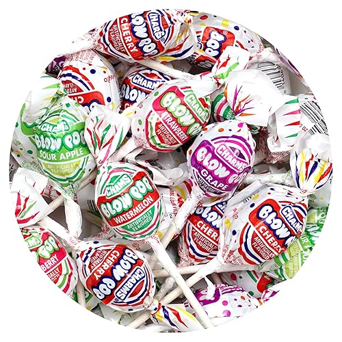 Charms Blow Pops, bolsa a granel de 5 libras (aproximadamente 115), paletas rellenas de goma de mascar con sabor a fruta surtida, caramelos duros a