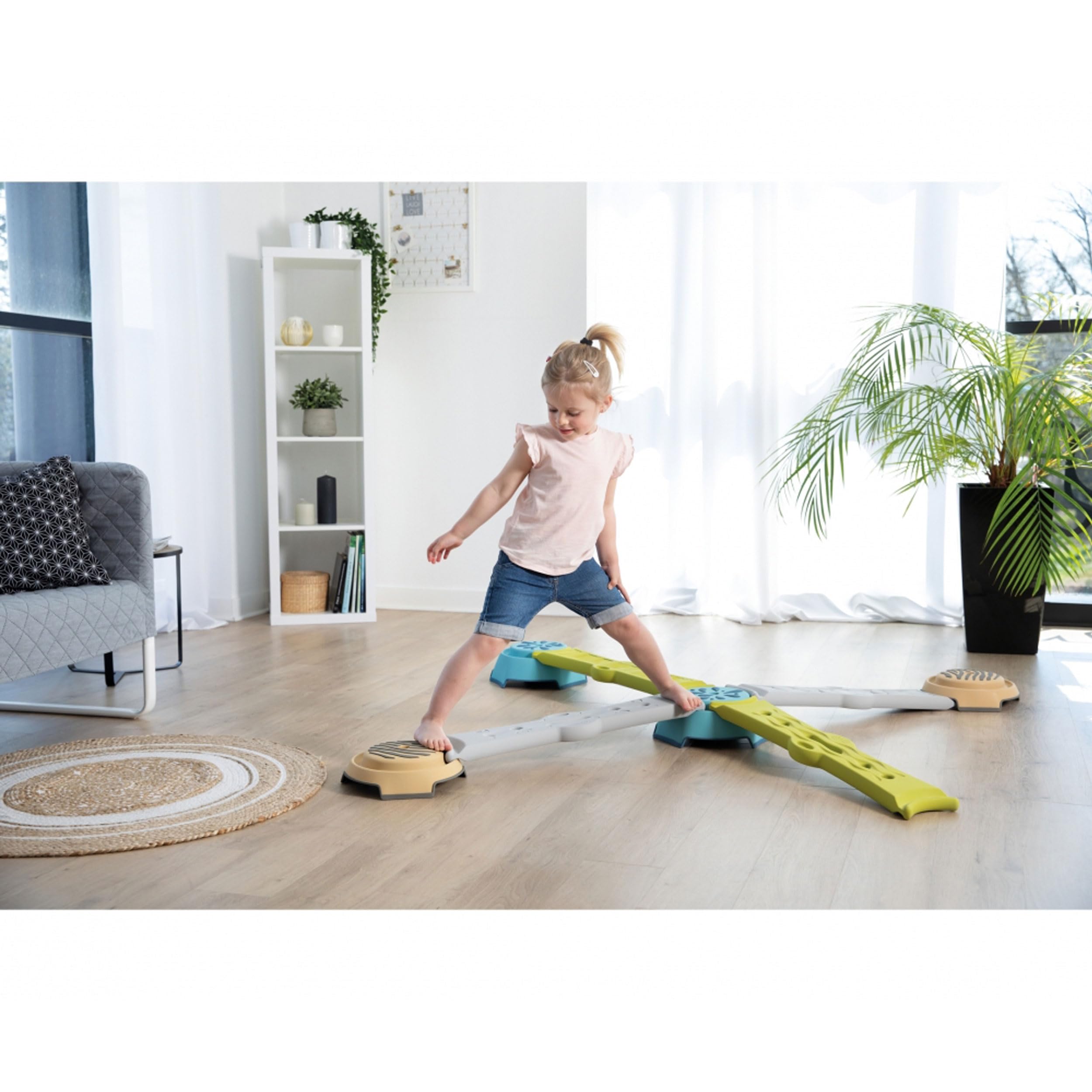 Smoby - Abenteuer Balancierparcours - mit 4 Balken und 4 Trittsteinen (rutschfest), individuell zusammenbaubar, für Kinder ab 2 Jahren
