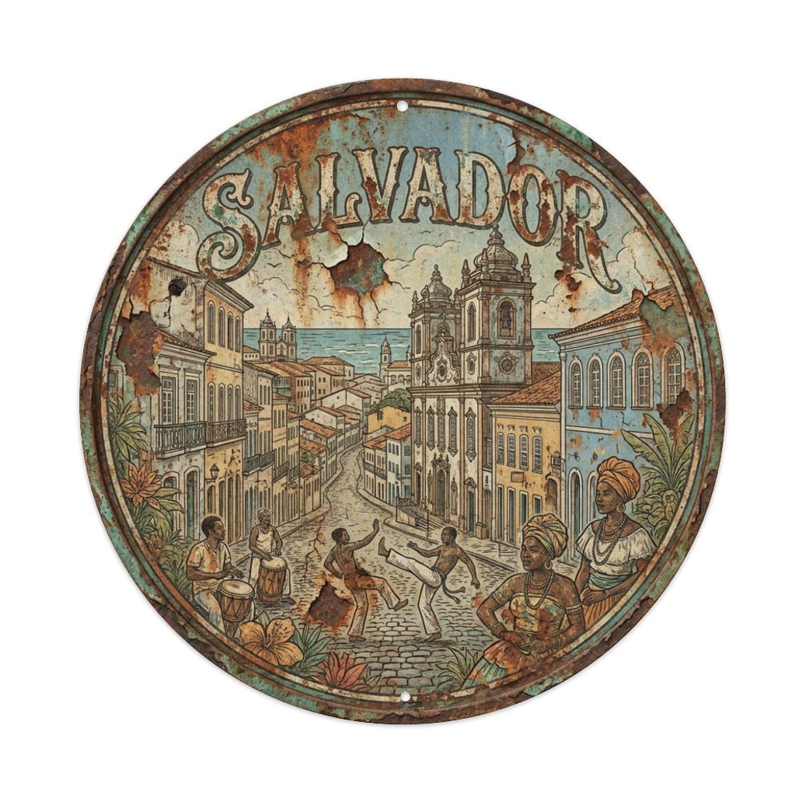 Brazil Vintage Travel Salvador Metal Tin Sign