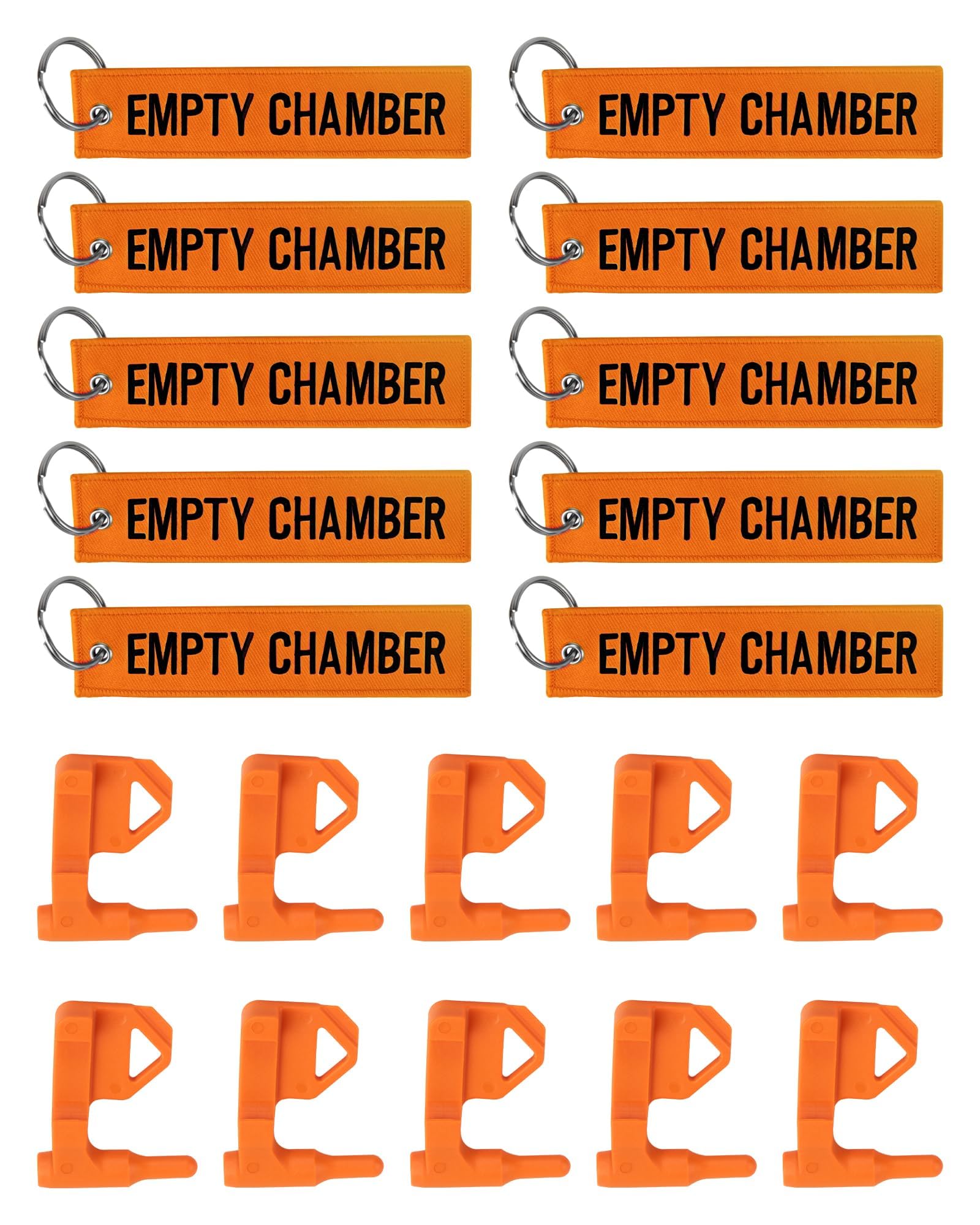 JAGASOL Chamber Flag, Safety Flag for Rifle, Handguns, Shotgun, and Pistol, 10 Chamber Flags with 10 Bright Orange Tags, Universal Compatibility Empty Chamber Indicators, Empty Chamber