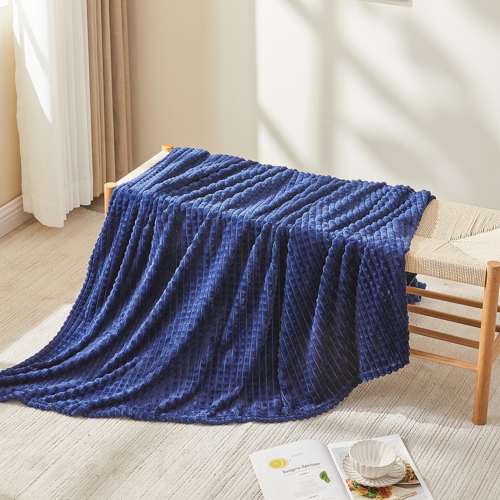 EMME Fleece Throw Blanket for Sofa Soft, Fluffy, 3D Touch Experience, Warm Cozy Throw - Image 3