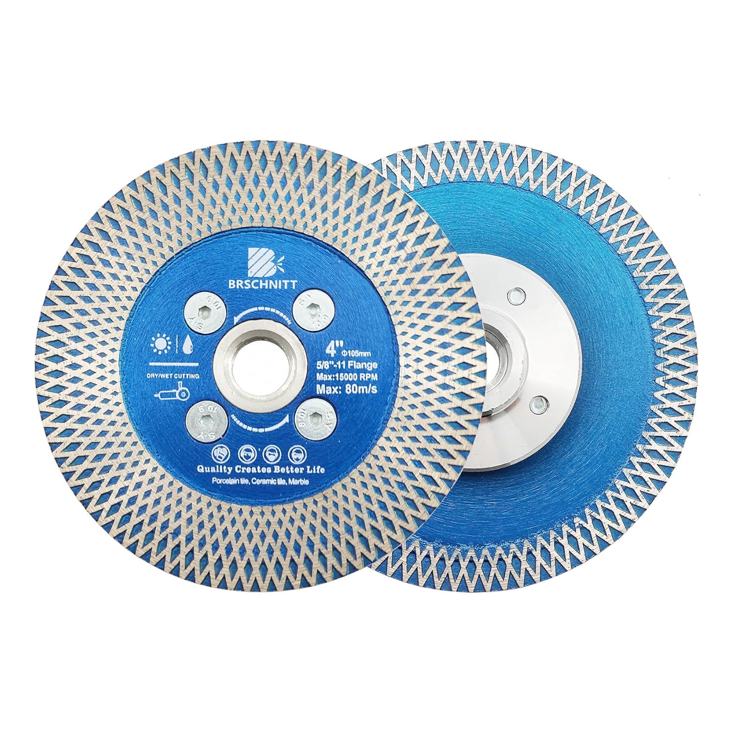 Diamond Porcelain Tile Saw Blade - BRSCHNITT 5pcs 4.5" Super Thin Diamond Cutting Grinding Disc with X Teeth with 5/8 Thread for Ceramic Tiles,Granite,Marble Angle Grinder Circle Saw Blade