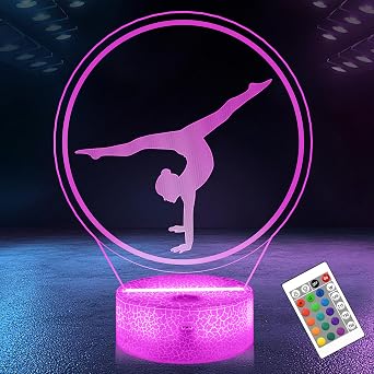 OkiyiD Gymnastics Gifts for Girls, 3D Gymnastics Lamp, Night Light with 16 RGB Colors Remote Control Timer Dimmer, Sport Fan Decor for Kids Room, Girls Birthday Gifts