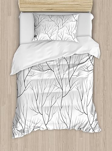 Miniatura 128 de Ambesonne Juego de funda de edredón de baloncesto, silueta de jugador de baloncesto, promoción de campeonato de competencia de atleta, juego de ropa