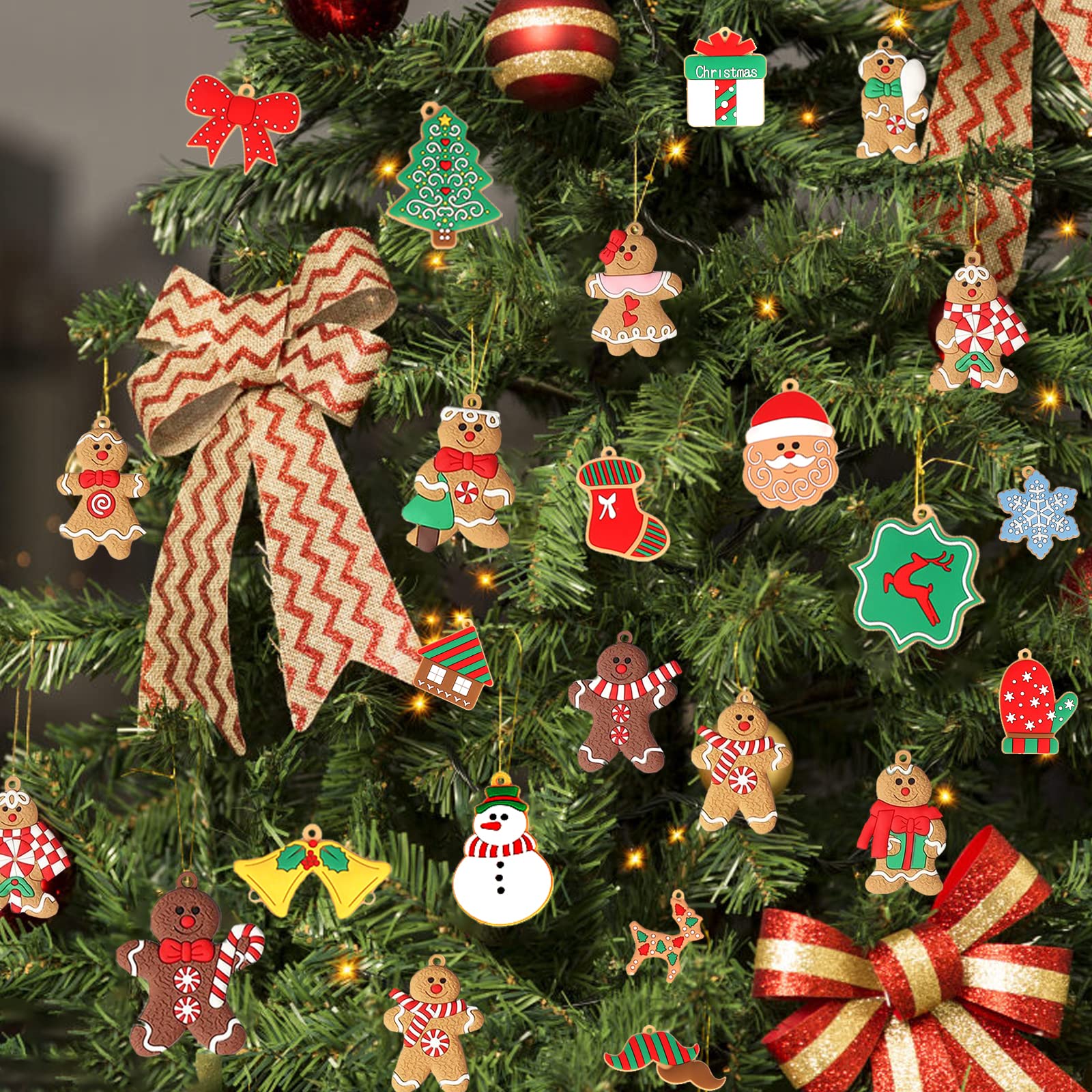 ENYACOS Lebkuchenmann Weihnachtsbaum-Anhänger - 12er Set Aus Polyresin 6-7cm