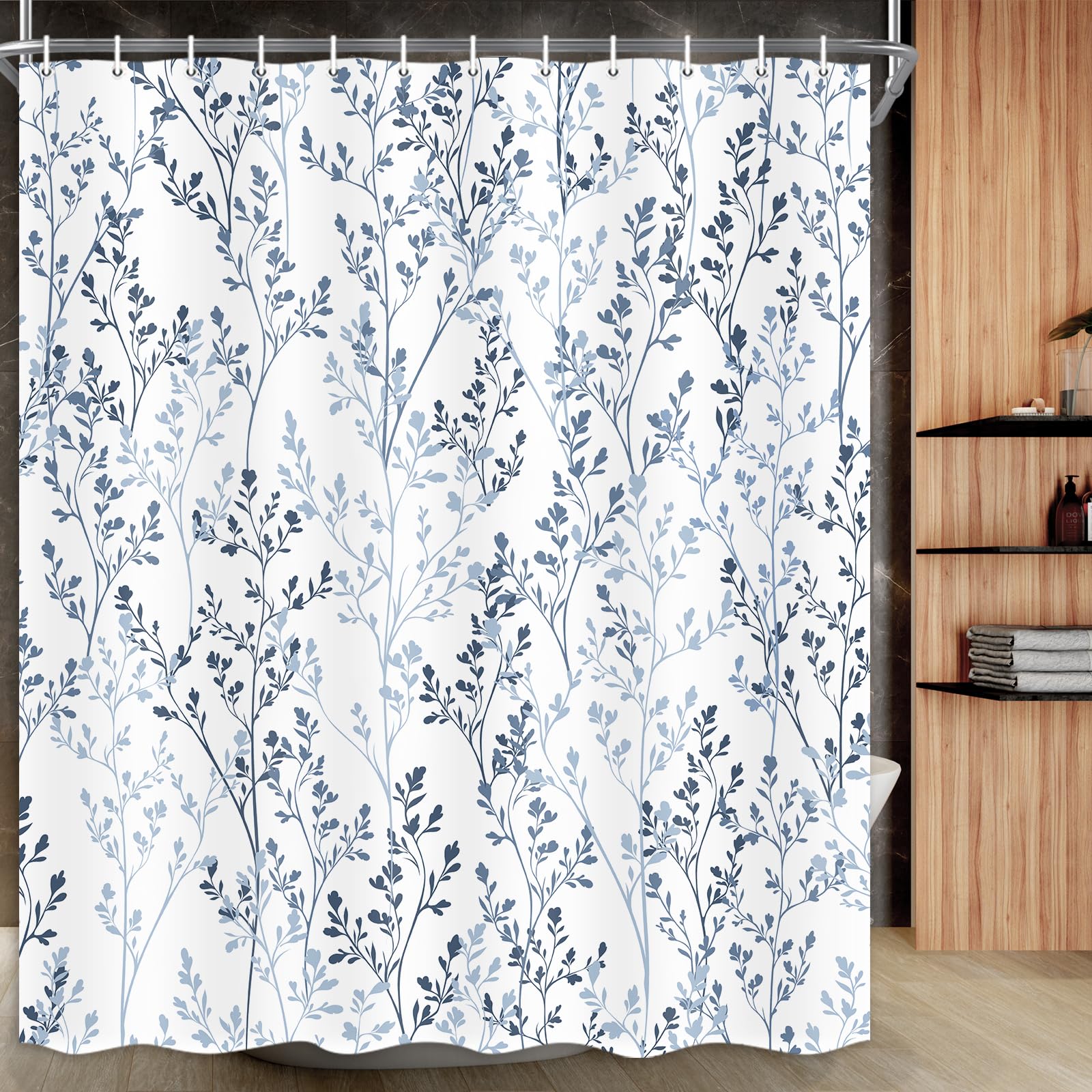 SAOLUIS Floral Shower Curtain, Vintage Flowers Shower Curtain Boho Farmhouse Bathroom Curtain, Floral Leaf Shower Curtain Sets Waterproof Floral Bath
