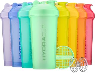Hydracup [8 Pack] - 28 oz OG Shaker Bottle for Protein Powder Shakes & Mixes, Dual Blender, Wire Whisk & Mixing Grid, BPA Free Shaker Cup Blender Set