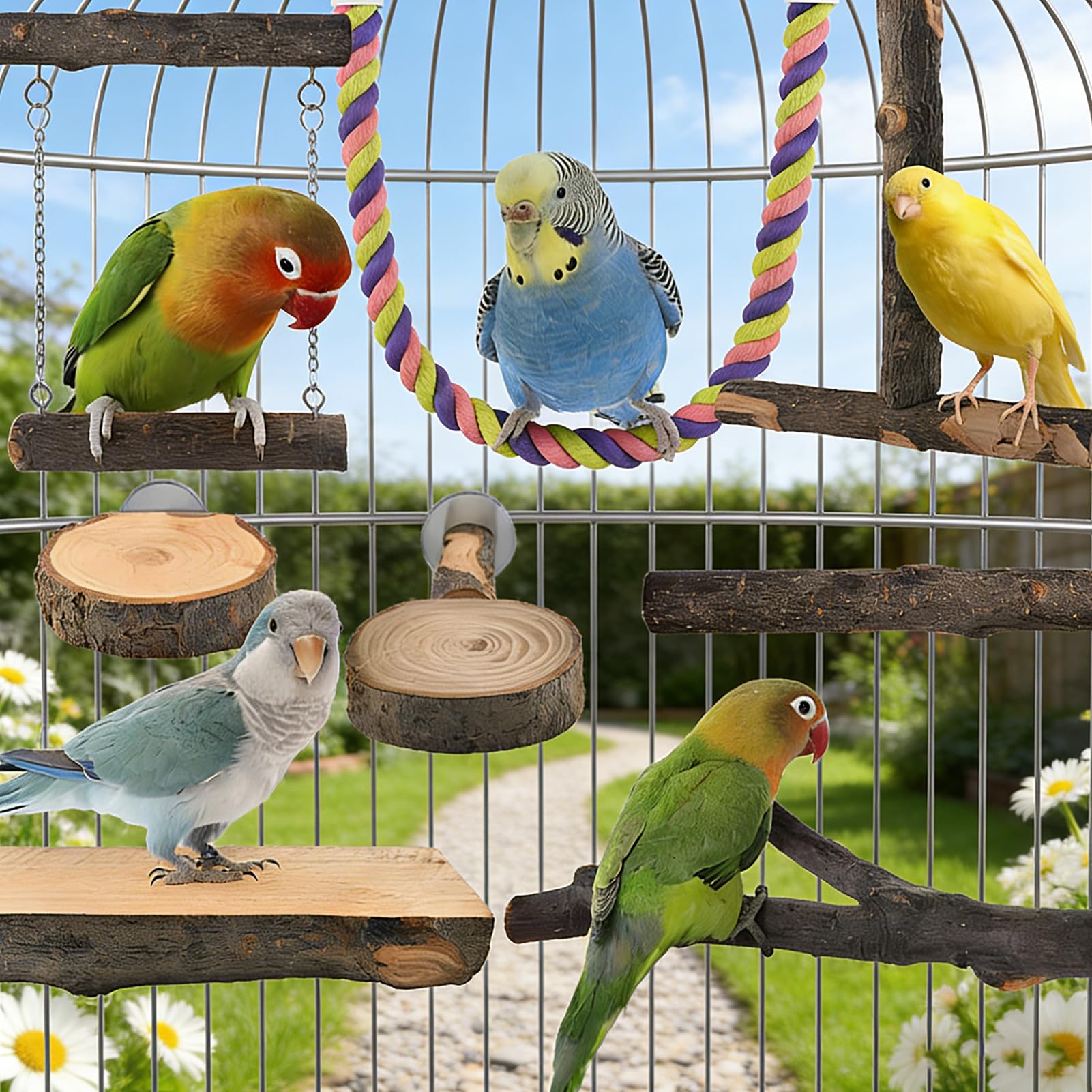 perchoir pour perruche, accessoire de cage