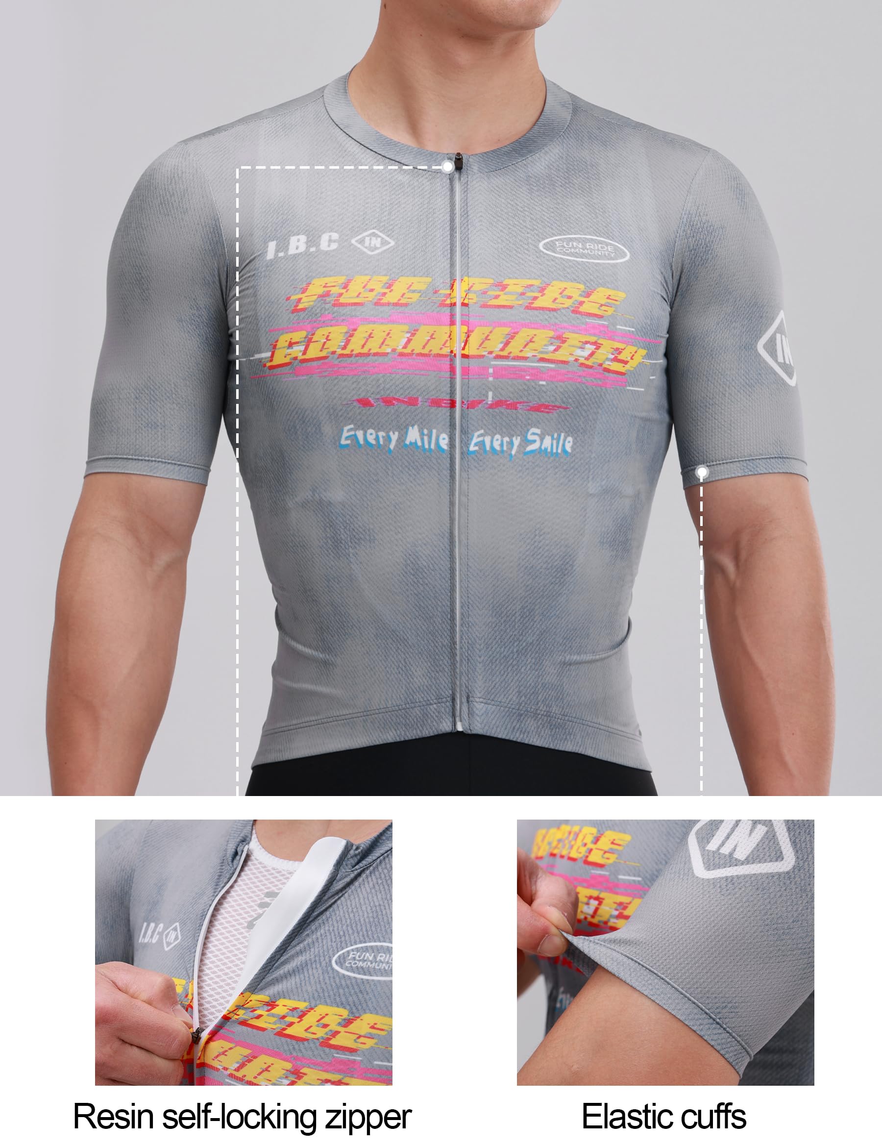 INBIKE Maillot Ciclismo Hombre Verano Manga Corta con 3 Bolsillos Transpirable Elástico UV-Protect Secado rápido WC584