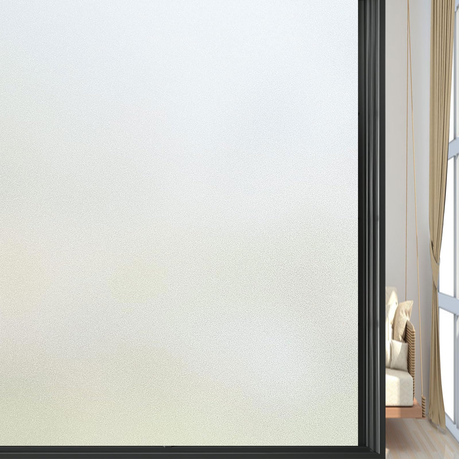 Film Occultant Fenêtre 50 x 420 cm Opaque Protection Anti Regard et UV Film Fenêtre Statique Depoli, pour Vitre Protection Intimité pour Chambre, Bureau, Cuisine, Mat Pur