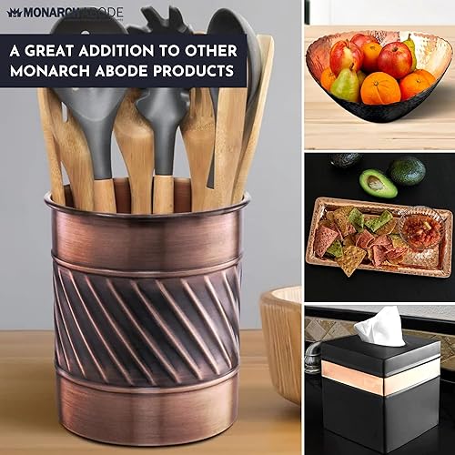 Miniatura 6 de Monarch Abode 39377 - Organizador de metal hecho a mano con ondas en relieve, organizador interior de cocina para utensilios, multiusos, soporte