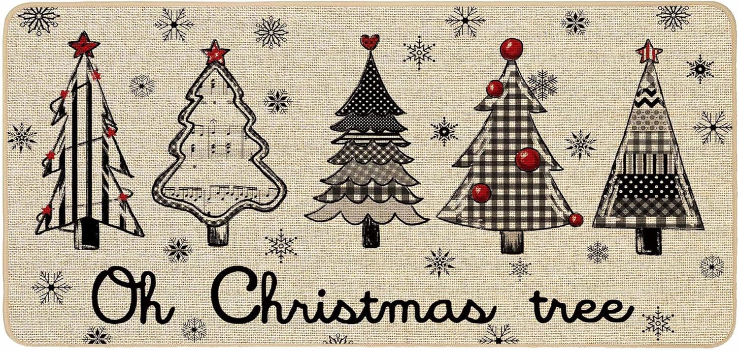 Baccessor Merry Christmas Doormat,Xmas Winter Buffalo Plaid