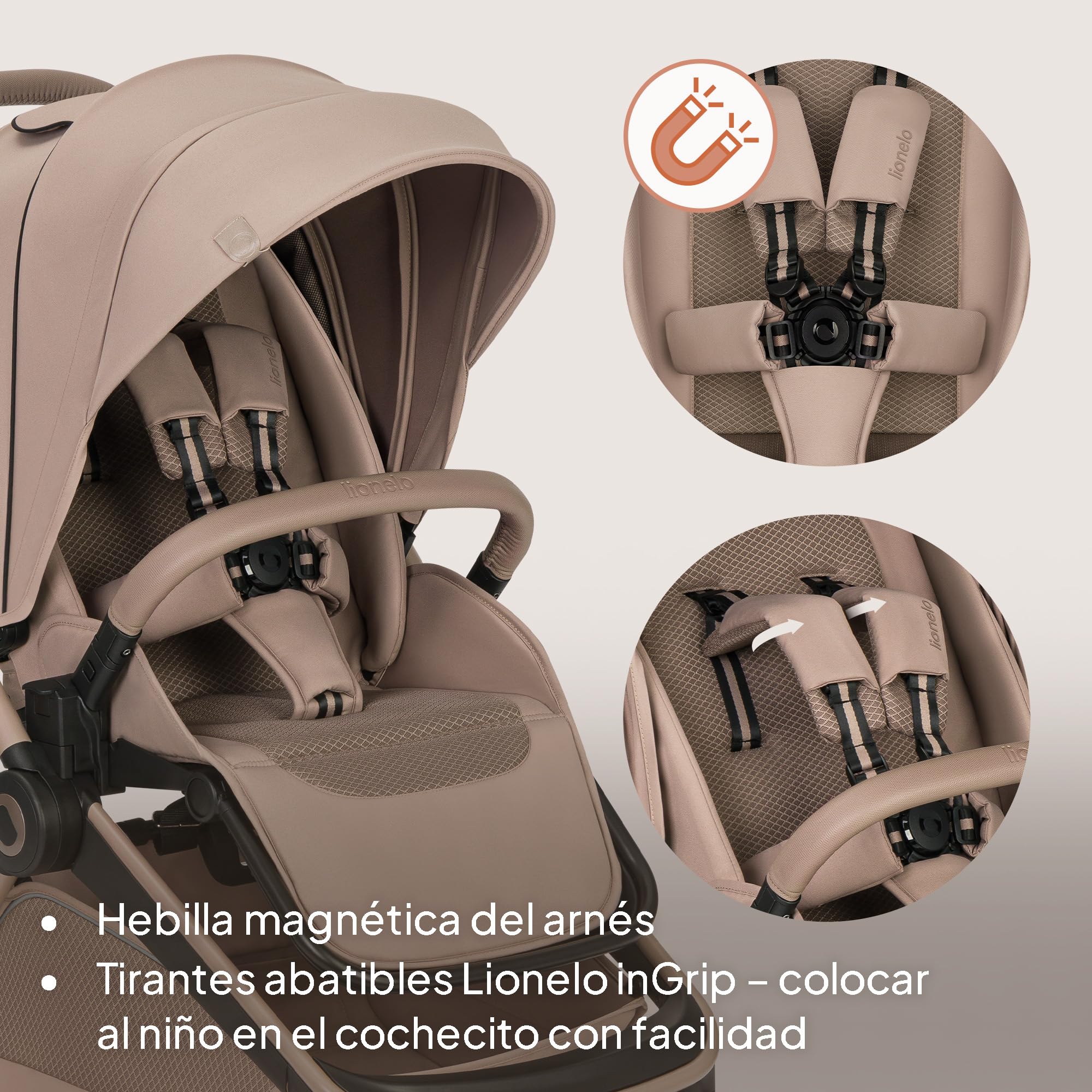 Lionelo Freya Carro Bebe 3 Piezas Carrito de Bebe 3 en 1 (0-4 Años, Hasta 22 Kg), Plegable Capazo, Silla y Silla de Coche I-Size 40-87 Cm, Suspensión, Ruedas PU, Capota UPF50+, Cochecito Bebe