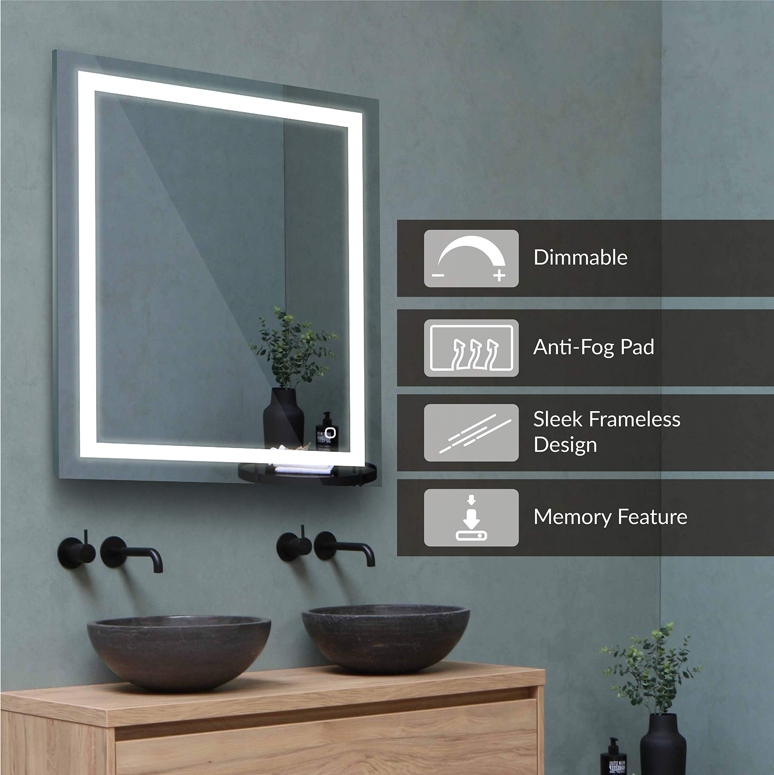 Snapklik.com : Homewerks 100157 24x30 Inches LED Bathroom Mirror Wall ...