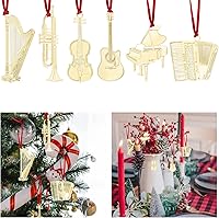 Vista 1 de 12 adornos de instrumentos musicales de Navidad, decoración de Navidad de guitarra de metal, instrumento de piano, árbol de Navidad, adorno colgante