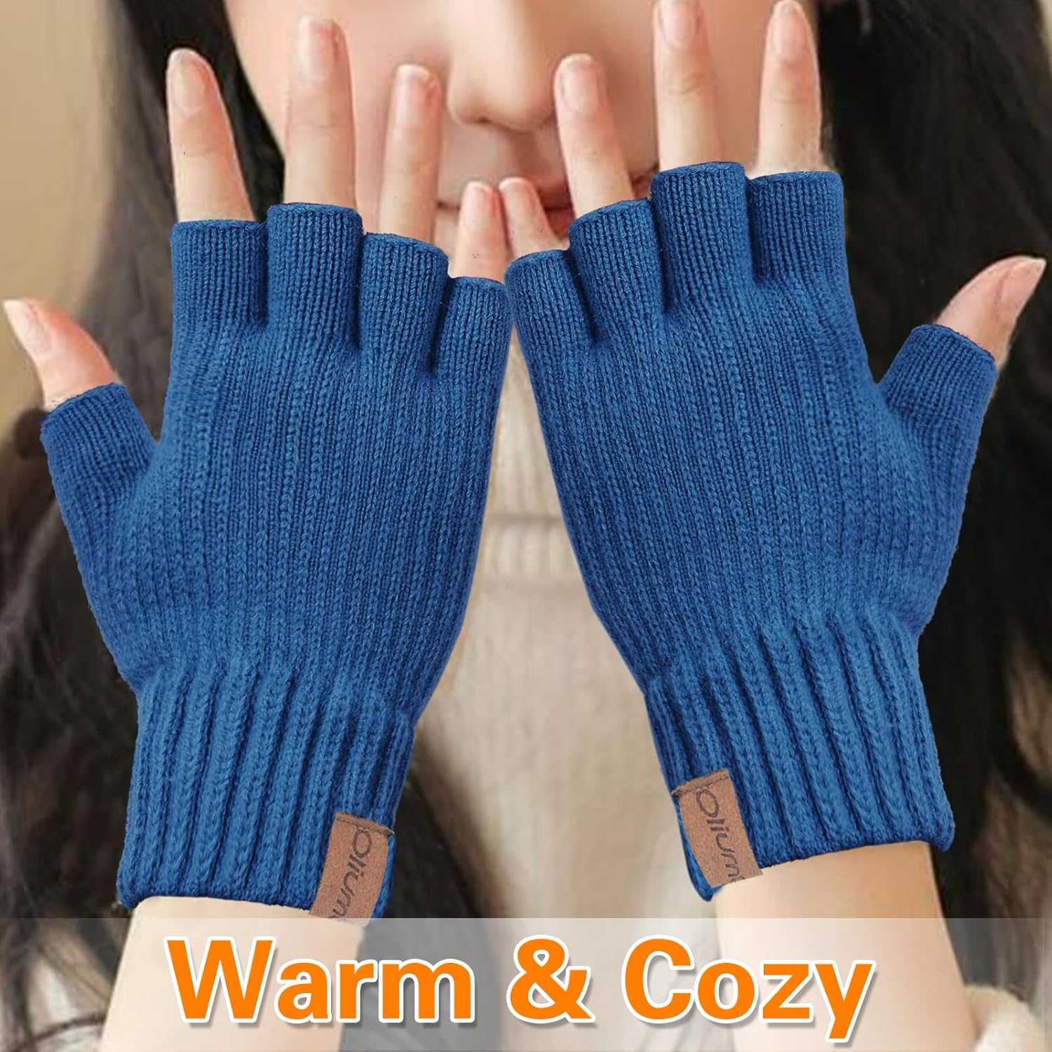 Winter Fingerless Gloves for Men Women,Warm Knitted Half Finger Gloves Driving Working Biking for Cold Weather - Image 6