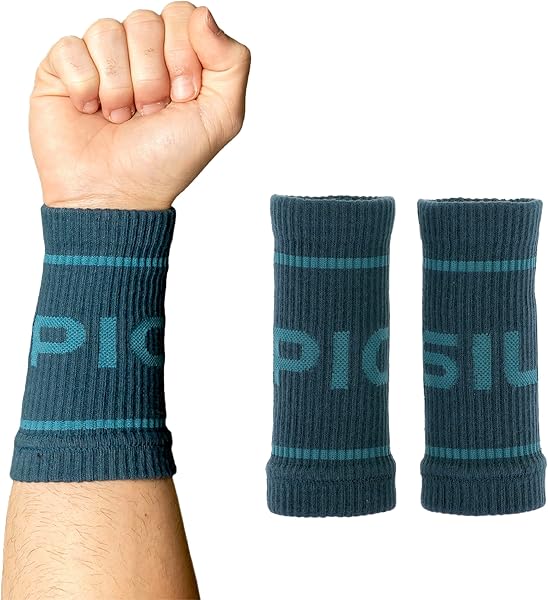 PICSIL - Muñequeras Deportivas de Algodón | Absorbentes y Transpirables | Ideales para Gym, Running y Tenis | Uso con Calleras | Diseño Unisex - 1