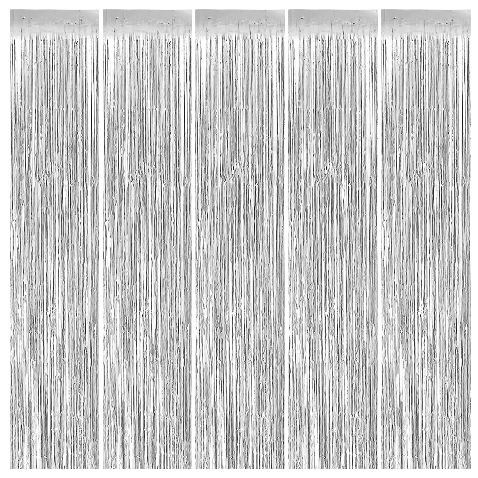 Cortinas de flecos para cubrir paredes y crear fondos brillantes MerryNine plata pack de 5