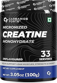 Micronised Creatine Monohydrate Powder 33 Servings – 100g | Creatine Supplement Powder Unflavoured for Lean Muscle Volumization, Strength & Energy