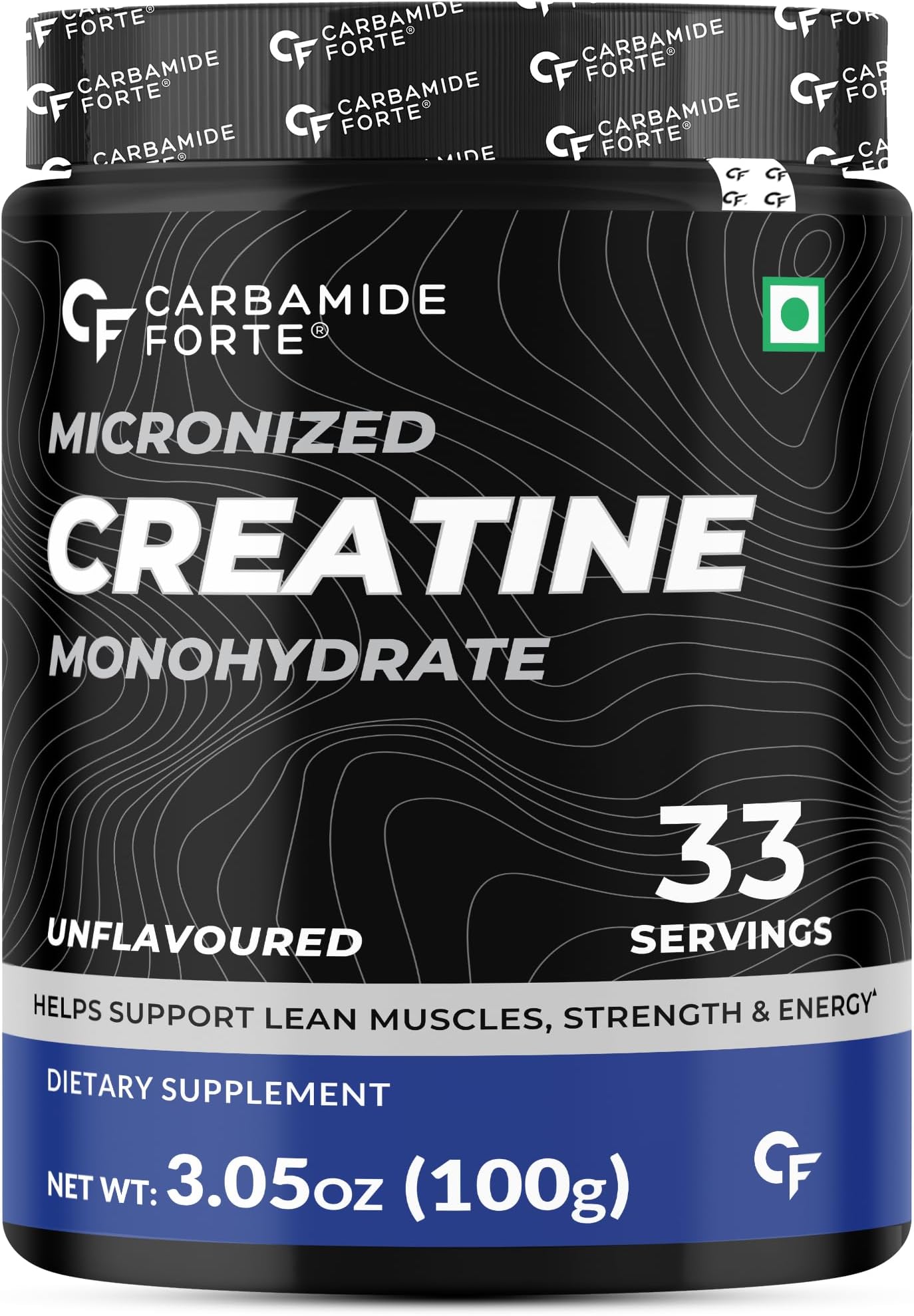 Micronised Creatine Monohydrate Powder 33 Servings – 100g | Creatine Supplement Powder Unflavoured for Lean Muscle Volumization, Strength & Energy