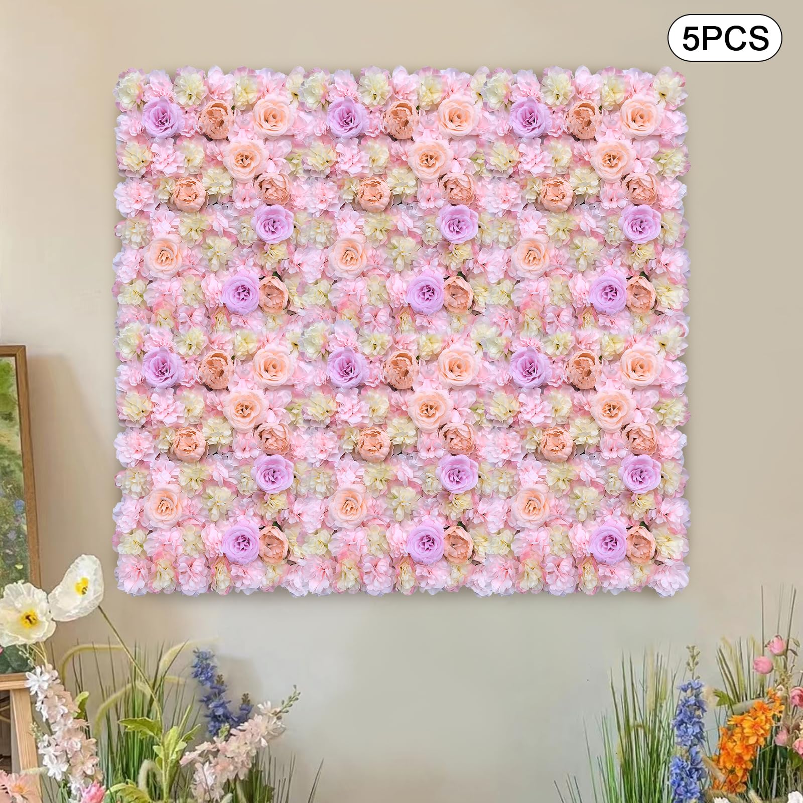 Paneles de pared de flores artificiales, protección visual, valla para balcón, puerta de jardín, decoración de pared, decoración romántica para cualquier ocasión, 60 × 40 cm para jardines
