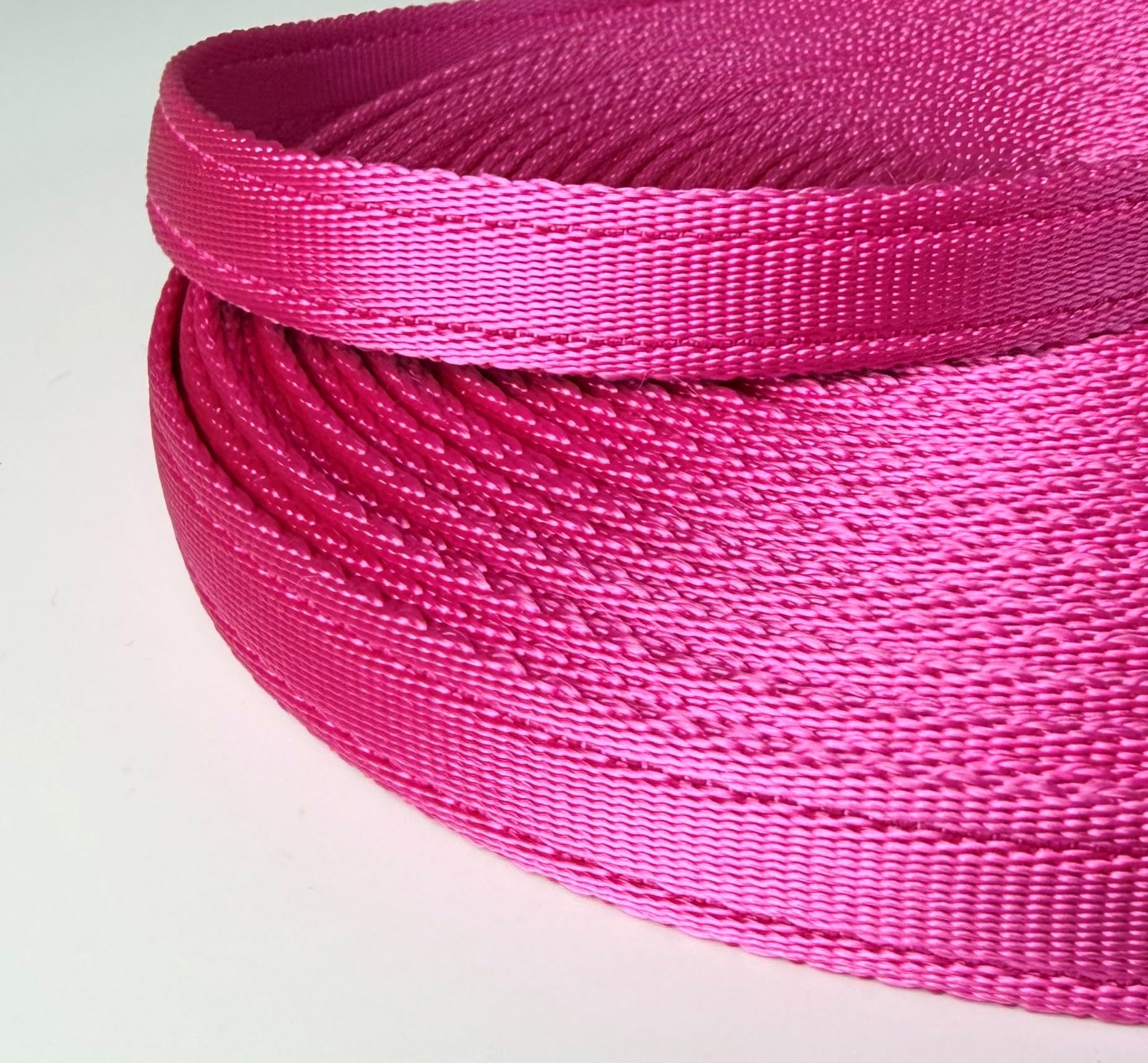 Dog long line training lead cushioned webbing in 5m or 8m (Fuschia pink 5m, 3/4 inch wide)