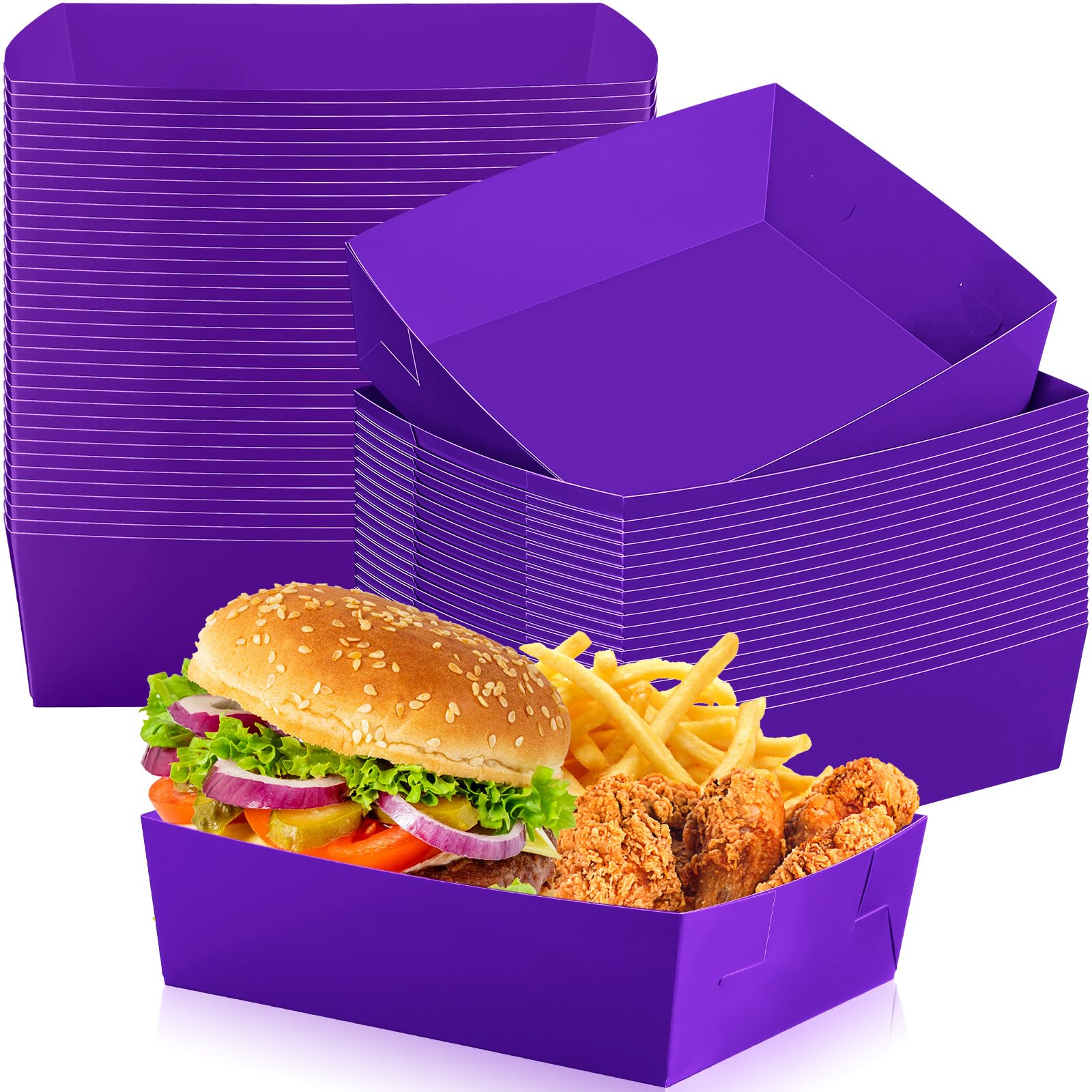 Uiifan 5 lb Extra Large Paper Food Trays Disposable Food Boat Nacho Plate Serving Snack Trays Grease Resistant Self-assembly for Graduation Birthday