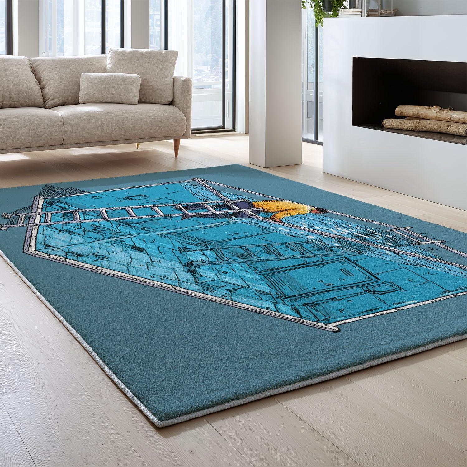 80 x 150 cm, można prać w pralce, dywan komiksowy, nowoczesny, abstrakcyjny minimalistyczny antypoślizgowy akwarium ludzie dywany z krótkim runem do biura jadalni kuchni wystrój