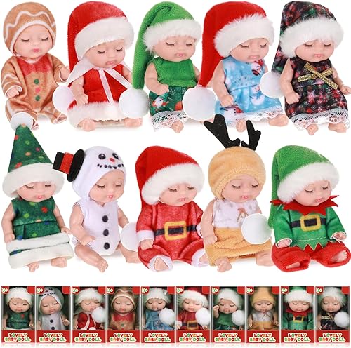 Hanaive 10 muñecas de bebé de 4 pulgadas realistas y realistas con ropa de animales, lindo juego de regalos para niños y niñas a partir de 3 años,