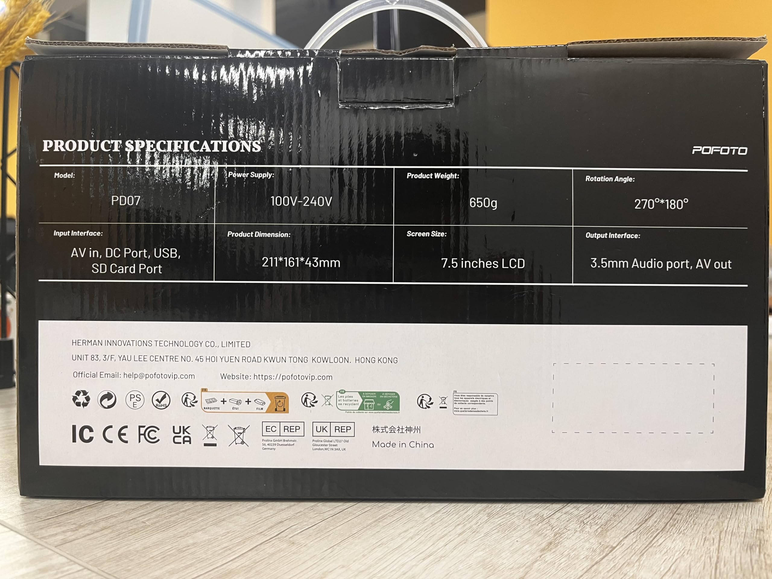 POFOTO 9.5" tragbarer DVD-Player für Kinder und Auto mit 7,5 Zoll schwenkbarem Bildschirm, 4–6 Stunden Betriebszeit, Auto-DVD-Player mit Zwei Lautsprechern, Fernbedienung, unterstützt Sync-TV