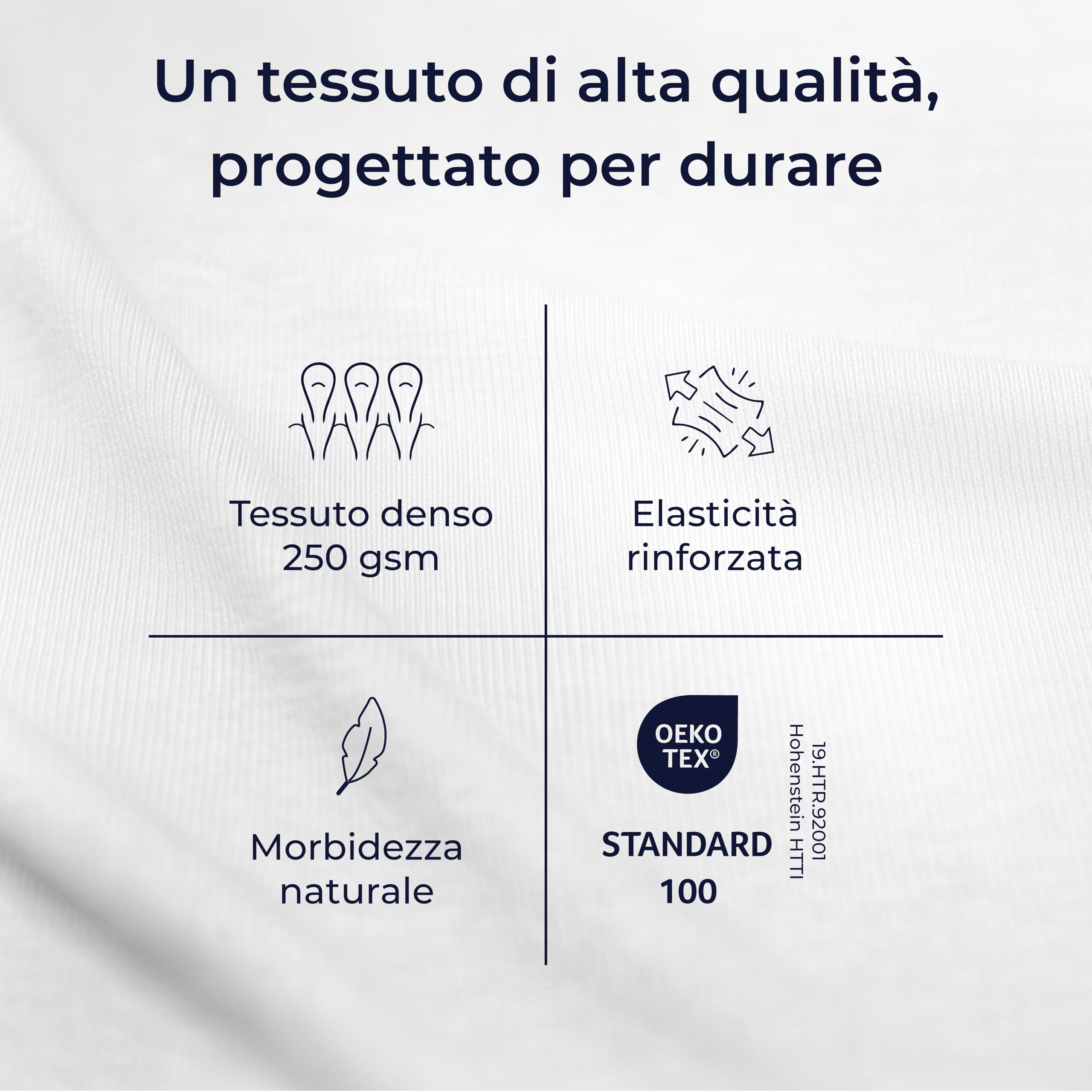 Dreamzie – Lenzuola Matrimoniali 200x200 Cotone Elastico Comfort Premium 250gsm - Altezza Profondo 40 cm, Materassi Alti o Boxspring - Oeko-Tex – Bianco