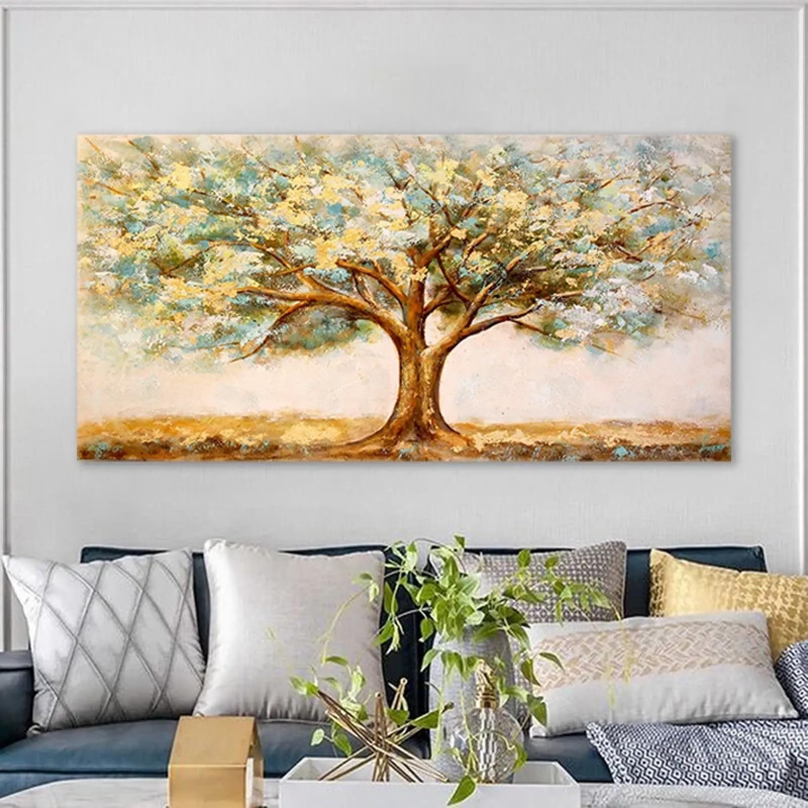 Impressions sur toile d'arbres abstraits avec cadre de qualité supérieure